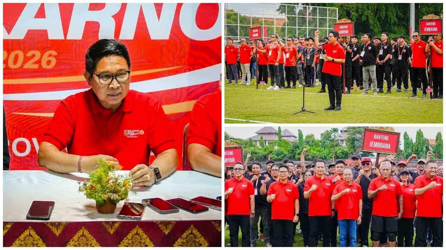 I Wayan Koster dan Adi Arnawa hadiri pembukaan Liga Kampung Soekarno Cup III 2026 di Stadion Ngurah Rai liputan eksklusif MD Suteja