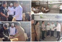 Bupati Kembang Hartawan dan Wabup Patriana Krisna menyerahkan bantuan hewan qurban di Jembrana