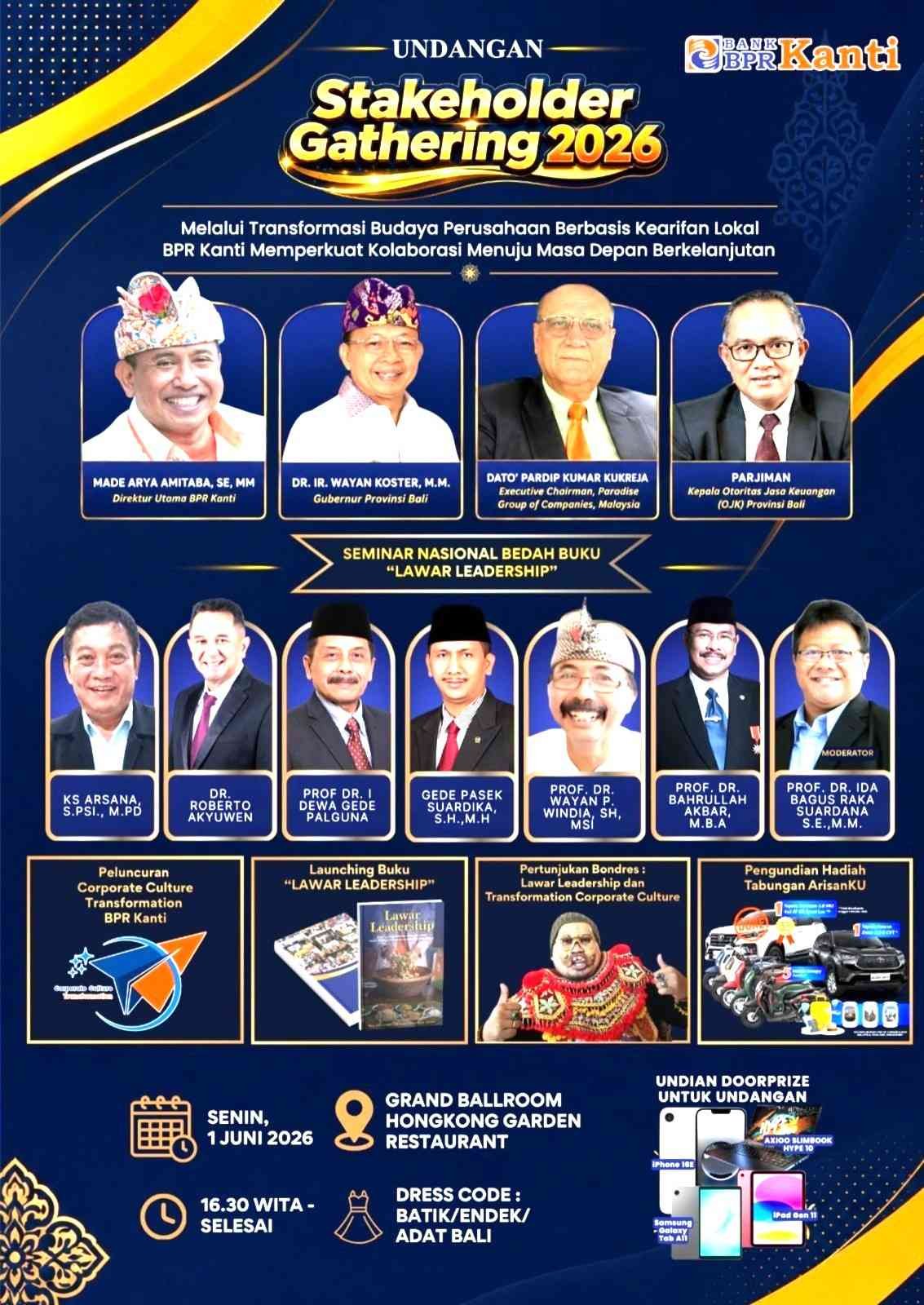 Pamflet acara Stakeholder Gathering BPR Kanti 2026 di Denpasar
