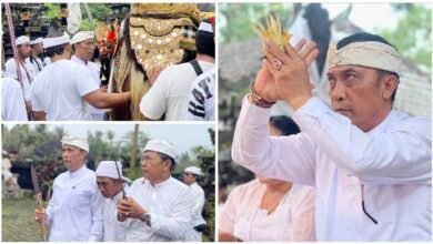 Ketua DPRD Tabanan I Nyoman Arnawa ikuti prosesi Ngingsiran Ida Betara di Pura Luhur Batu Panes Penebel.
