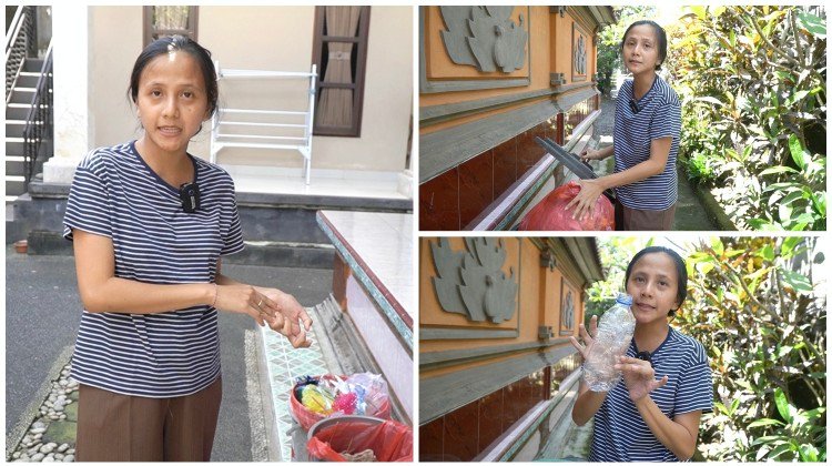 Ni Made Serly Liana Dewi warga Dauh Peken Tabanan praktikkan pilah sampah dari rumah