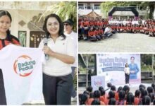 Ketua TP PKK Badung Rasniathi Adi Arnawa sosialisasi anti narkoba di SMPN 1 Mengwi
