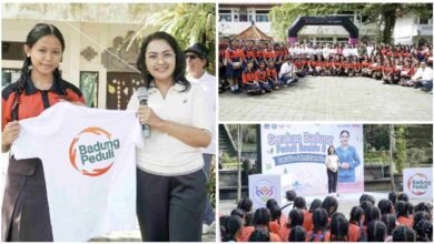 Ketua TP PKK Badung Rasniathi Adi Arnawa sosialisasi anti narkoba di SMPN 1 Mengwi