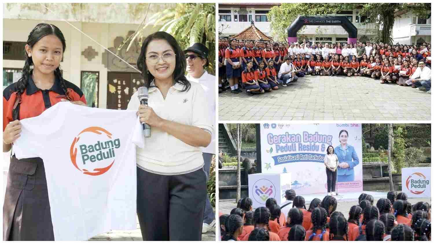 Ketua TP PKK Badung Rasniathi Adi Arnawa sosialisasi anti narkoba di SMPN 1 Mengwi