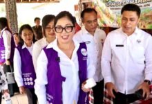 Ketua Tim Pembina Posyandu Tabanan Rai Wahyuni Sanjaya meninjau transformasi Posyandu 6 SPM di Desa Mambang