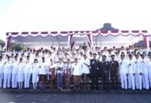 Bupati Klungkung I Made Satria memimpin Upacara Peringatan Hari Lahir Pancasila 2026 di Alun-alun Ida Dewa Agung Jambe