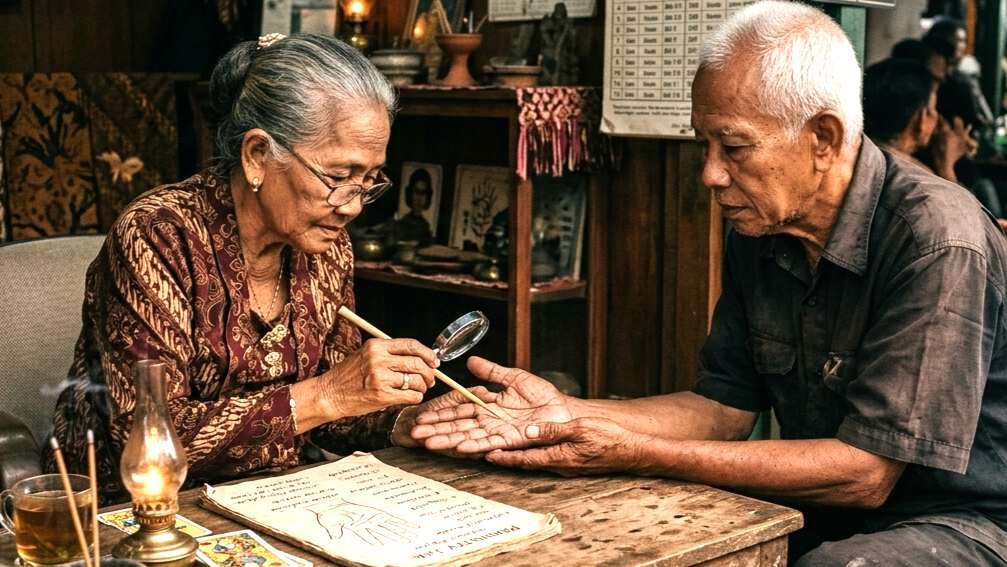 Menghitung karakter asli berdasarkan urip weton Wariga Bali dan membaca garis tangan hidup