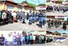 Foto: Suasana pelepasan peserta lomba gerak jalan tingkat SMA di Karangasem oleh Bupati I Gusti Putu Parwata