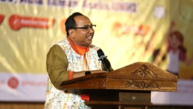 Direktur Utama Bank BPR Kanti, Made Arya Ambitaba, SE.,MM., saat memberikan sambutan dalam acara Family Gathering Bank BPR Kanti 2026