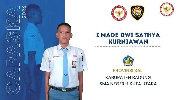 I Made Dwi Sathya Kurniawan, siswa SMAN 1 Kuta Utara yang terpilih sebagai anggota Paskibraka Tingkat Pusat Tahun 2026