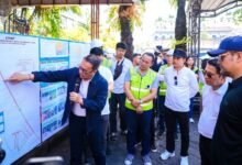 Bupati Wayan Adi Arnawa bersama Wabup Bagus Alit Sucipta saat meninjau proyek strategis Pengendali Banjir di wilayah Kecamatan Kuta