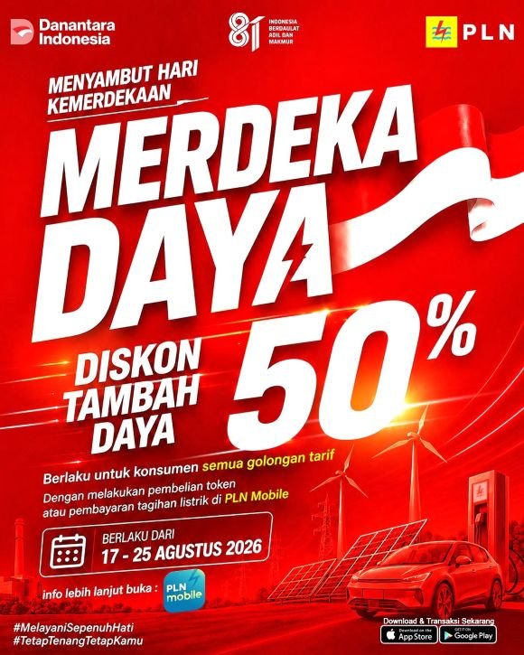 Diskon Tambah Daya 50 Persen Semarak HUT RI