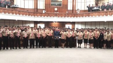 Gubernur Bali Wayan Koster bersama Kontingen Pramuka Bali